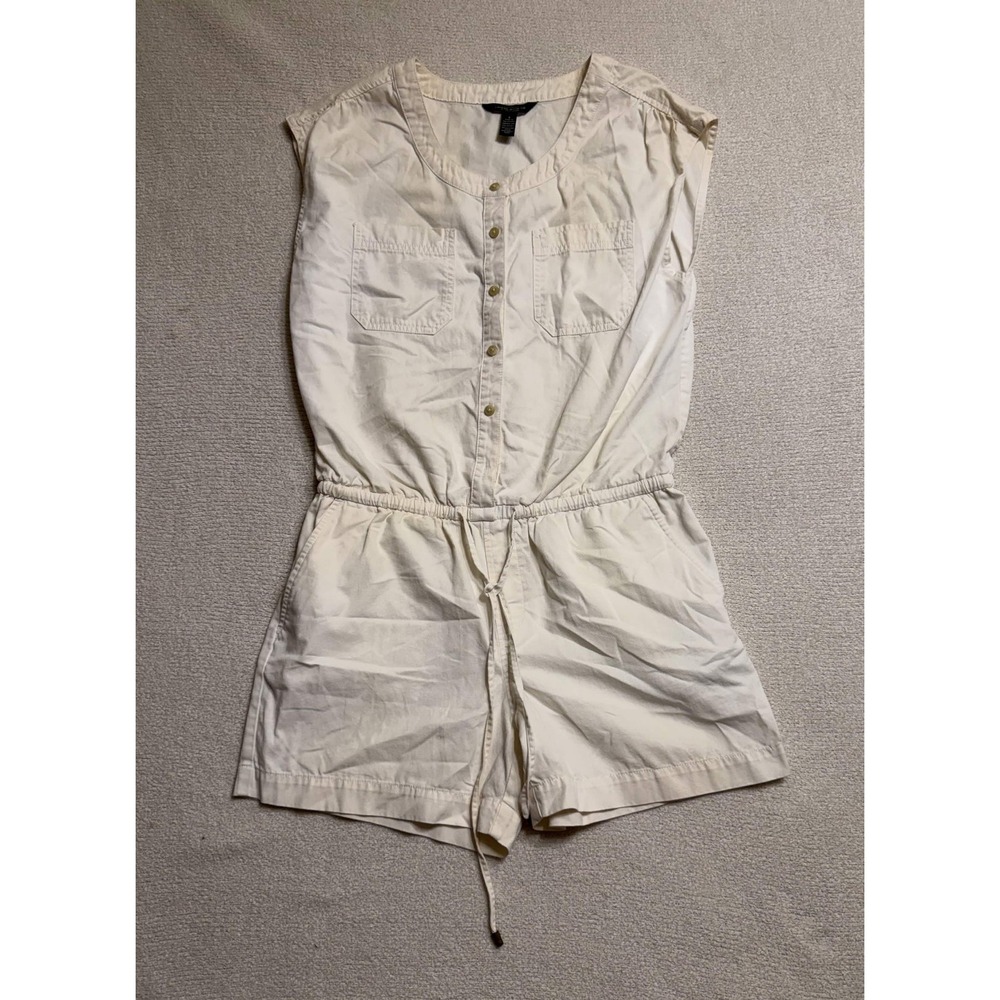 Lauren Ralph Lauren Womens Romper Utility Size 6 White Cotton Blend Sleeveless